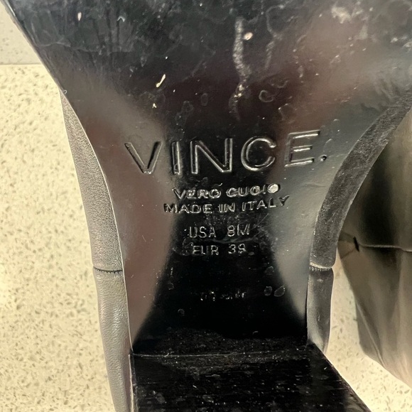 VINCE Erving Western Ankle Bootie Black Leather Stacked Heel Pointed Toe Boots 8 - Picture 6 of 6